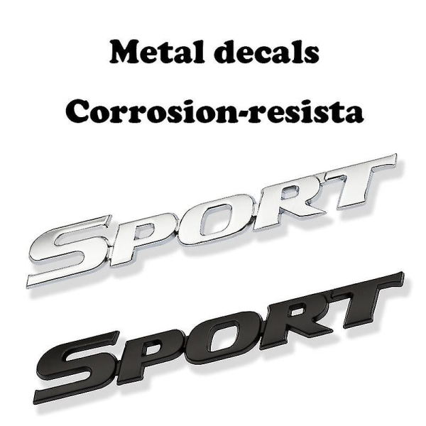1 stk bilklistermærke Styling metal 3d krom sort bilkoffert Racing sport ord bogstav logo emblem emblem klistermærke Black