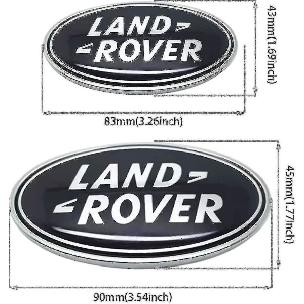 Land Rover Grille Badge Sticker - 2 stk Oval Bagklap Badge til Land Rover Range Rover (sort)