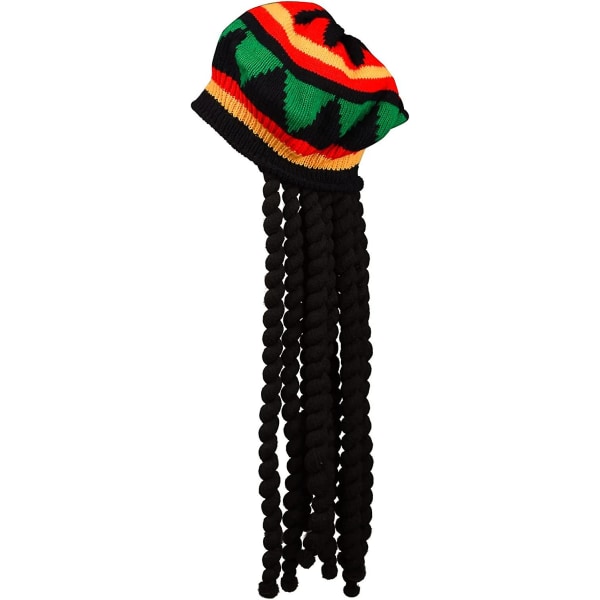 2 kappaletta Rasta-hattua mustilla dreadlockeilla Bob Marley Dreadlocks -peruukki Rasta Tam -hatulla Fancy Dress Rasta -peruukki