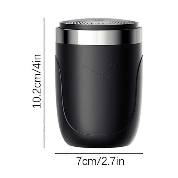 Bilaskkopp med Lock & Blått LED-ljus, Portabel Rökfri Rostfri Papperskorg, Biltillbehör, Passar De Flesta Bilmugghållare with Vent Holder with Vent Holder Black