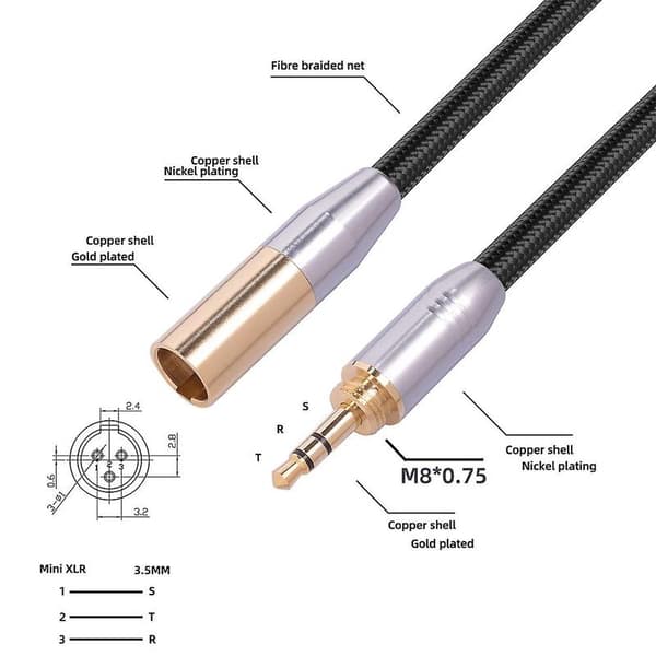 3,5 mm stik O-kabel 3,5 mm stik til 3-benet, A