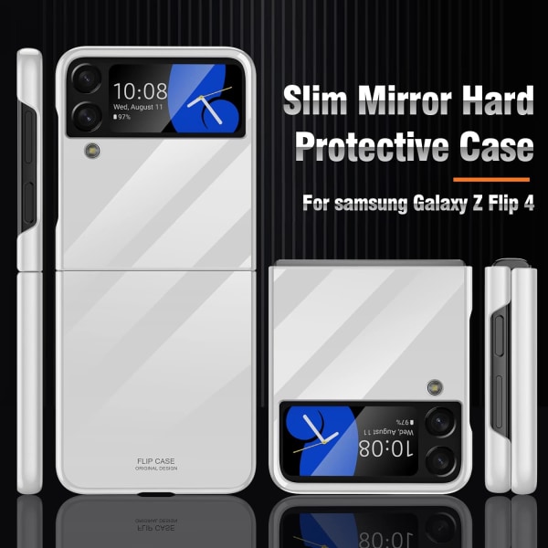 Tynt deksel til Samsung Galaxy Z Flip 4, Galaxy Z Flip 4-deksel, beskyttende hardt PC-deksel Anti-skli støtsikkert for Z Flip 4 (blank hvit)