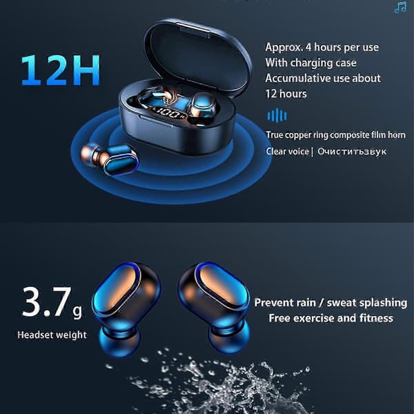 2025 E7S Trådlöst 5.0 Bluetooth Headset Bluetooth Headset Trådlöst Headset pink
