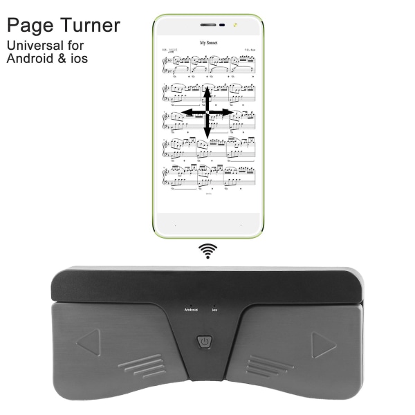 Intelligent trådløs Bt Page Turner-pedal kompatibel med Ios- og Android-enheter Smarttelefoner Nettbrett Universalt tilbehør til musikkinstrumenter