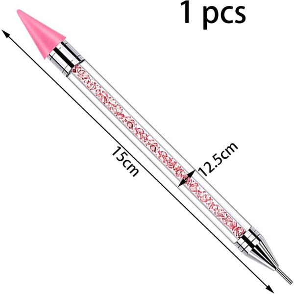 Piece Dotting Picker -kynä, kynsikynä, kaksipäiset nail art , kynsien yksityiskohtien siveltimet, tee-se-itse- nail art manikyyrityökaluille (ruusunpunainen)