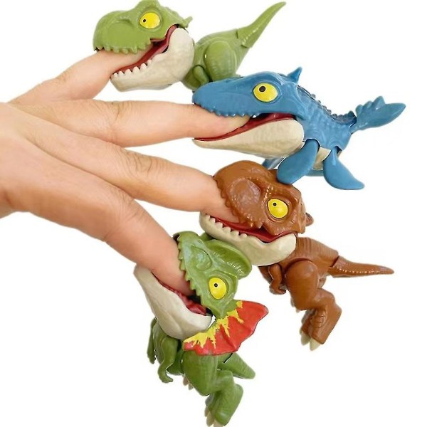 5st/ set Dinosaurieleksaker, Mini Snap Squad Dinosauriefigurer, Bite Finger Dino Leksaker för barn, Dinosauriepresenter till festfavorit Påskkorgstoppare Ägg