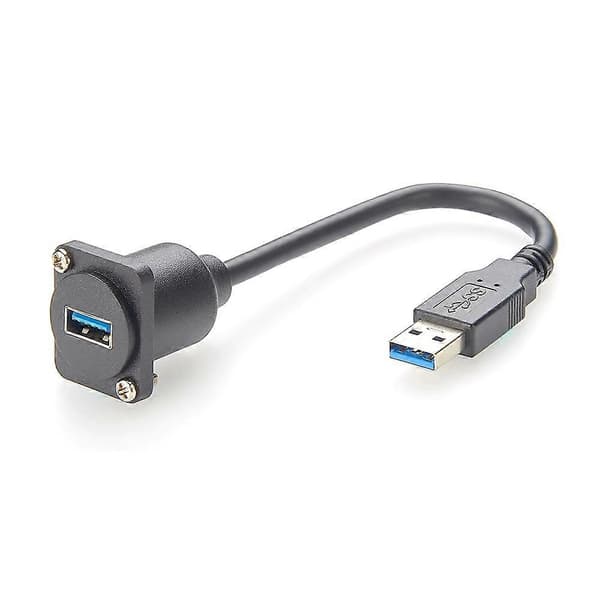 USB 3.0 D-serie panelmonteringskabel hona till hane förlängning kompatibel med XLR flänsmontering dataöverföring
