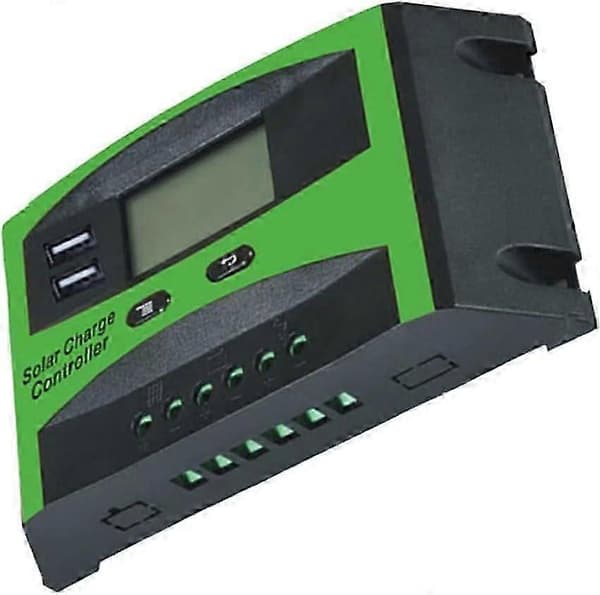 MPPT Solar ladekontroller 30A 12V 24V med LCD-skjerm Dobbel USB og sikkerhetsbeskyttelse