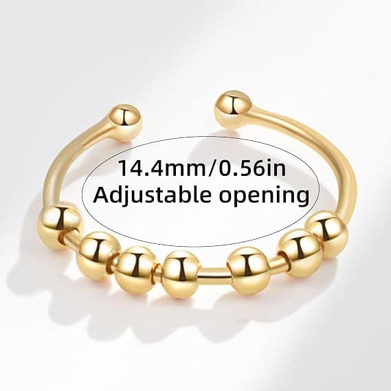 Angstring Guld, Anti-stress Ringe, Angst Spinner Fidget Kvinder, Justerbar Anti-stress Ring til Kvinder, Halskæde Finger Rygestop Ringe