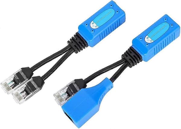 2 stk. Splitter RJ45 Combiner POE Adapter, Multifunktionel Bred Kompatibilitet Stik Strømkabelsæt