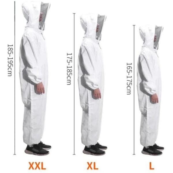 Biodlaroverall Bomull Skyddsjacka med Mask och Hatt Storlek L Biodlingsutrustning