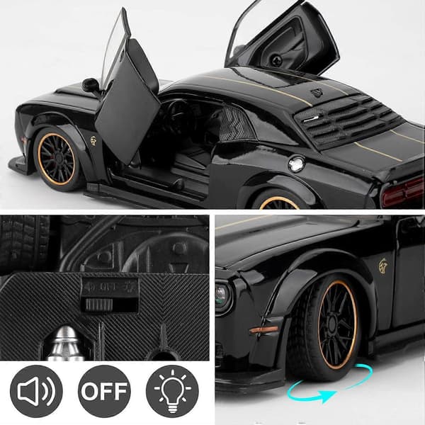 Gave 1/32 Dodge Hellcat Modelbiler Trykstøbt Legeringslegetøjsbil med Lyd- og Lysfunktioner Samleobjekt Træk-tilbage-køretøj