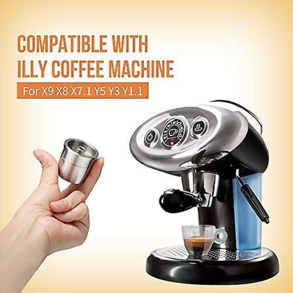 Uudelleenkäytettävä kahvikapseli, ruostumattomasta teräksestä valmistettu kapseli Italialainen tiivistetty kahvinsuodatin, yhteensopiva Illy-kahvinkeittimen kanssa X9 X8 X7.1 Y5 Y3 Y1.1