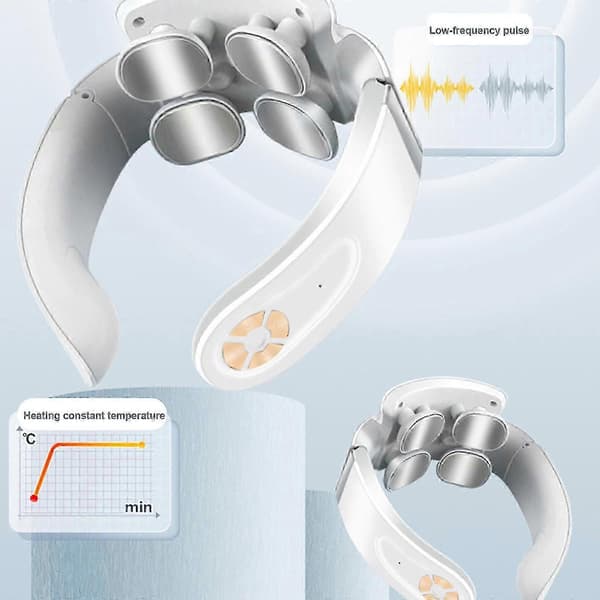 Genopladelig nakke- og skuldermassager med varme, multi-mode puls