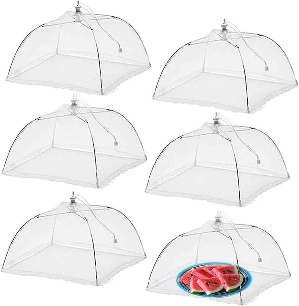6-pack stora och höga pop-up-nätmatsskydd tältparaply 30 cm
