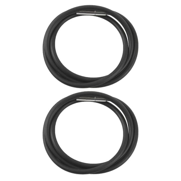 2X 3mm gummisnor sort halskæde med lås i rustfrit stål - 16 tommer Black