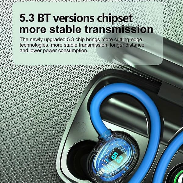 Sport Bluetooth-headset öronmonterat smart vattentätt coolt LED-ljusdisplay Bluetooth-headset