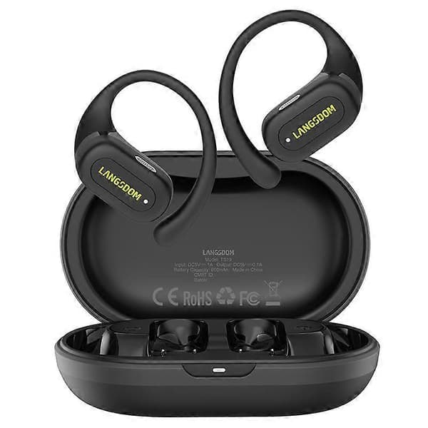 Langsdom TS19 korvaan kiinnitettävä ENC-melunvaimennus langaton Bluetooth-kuuloke Black
