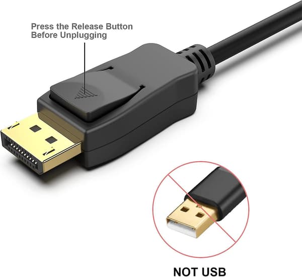 DisplayPort til HDMI 1,8 m gullbelagt kabel, Avacon Display Port til HDMI-adapter hann til hann svart