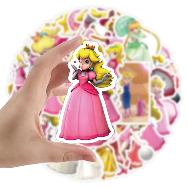 50 kpl Prinsessa Peach -tarroja syntymäpäiväjuhlien lahjoiksi, karkkipussien täytteeksi tai lahjaksi