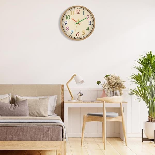 Lollanda Wall Clock - 30 cm Silent Wall Clock, Colorful Learning Clock, Suitable for Children's Rooms, Bedrooms and Kitchens, Analog Pointer Clock