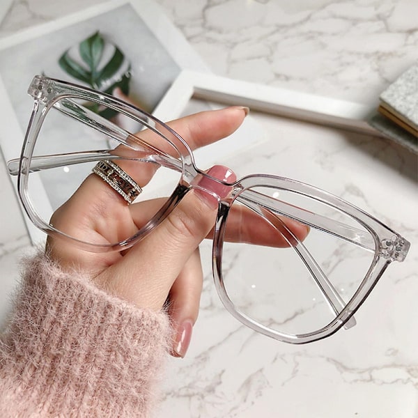 Unisex Blå Ljusblockerande Glasögon Lättviktiga Glasögon Utan Styrka För Gaming Läsning Stud Transparent Gray Frame