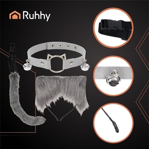 Therian Cosplay Set - Tail, Ears & Choker - 3-piece