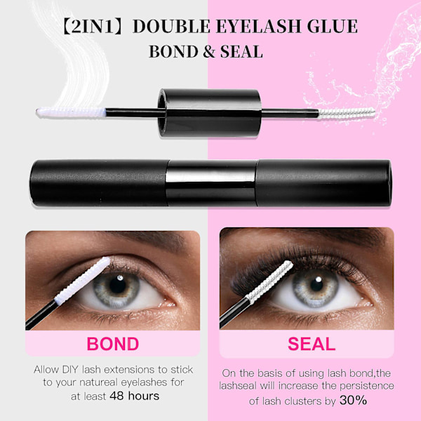 Diy Lash Extension Kit, Lash Clusters Med Bond And Seal Individual Lashes Kit