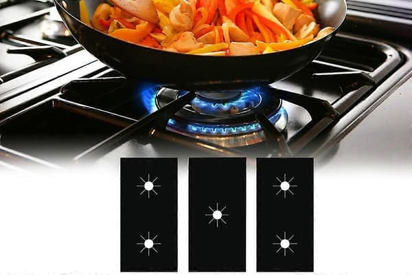 3 st non-stick gasspis skyddsmatta återanvändbara brännarskydd Black One Size