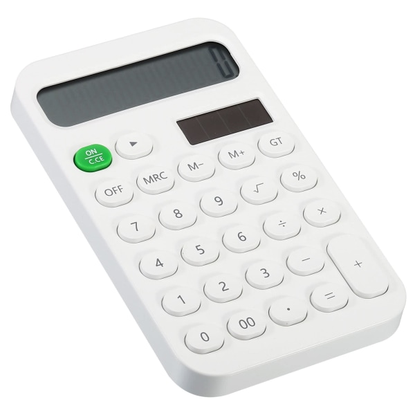 Skrivbordsräknare, 12-siffrig stor LCD-skärm Standardfunktion Skrivbordsräknare Bärbar söt miniräknare för hemmakontor, vit White