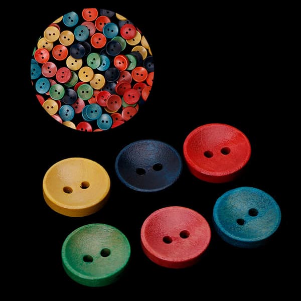 100 stk. blandede træknapper 2 huller 15 mm syning scrapbooking gør-det-selv håndværk