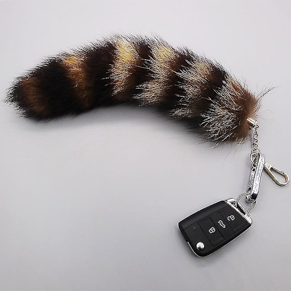 Stor Fluffy Hale Vedhæng Nøglering Holder Nøglering Bil Taske Hængende Ornament Guld(brun)(1 stk)