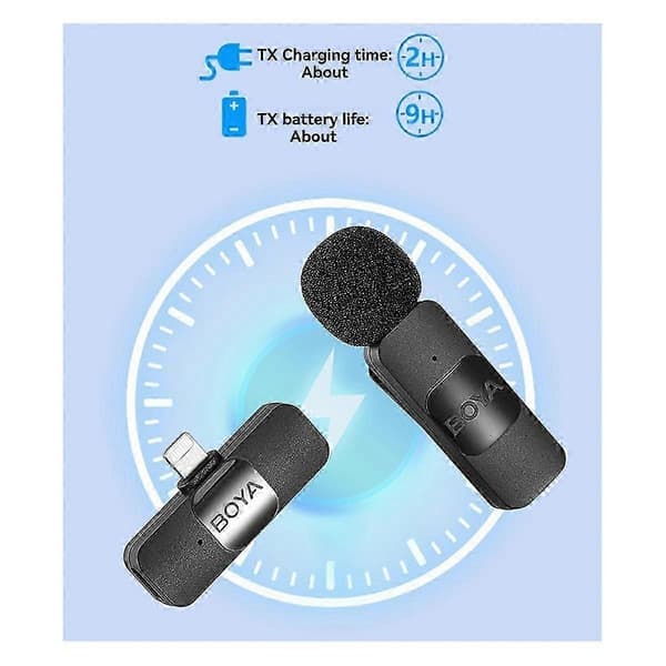 BOYA BY-V20 Trådløs Lavalier Mikrofon for Live Stream, Vloggere
