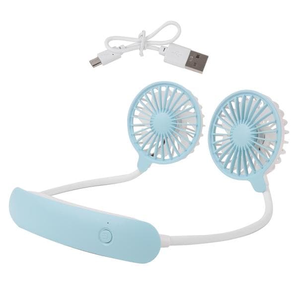 Genopladelig USB Power Halskøleventilator 1200mAh Blå til Udendørs Indendørs