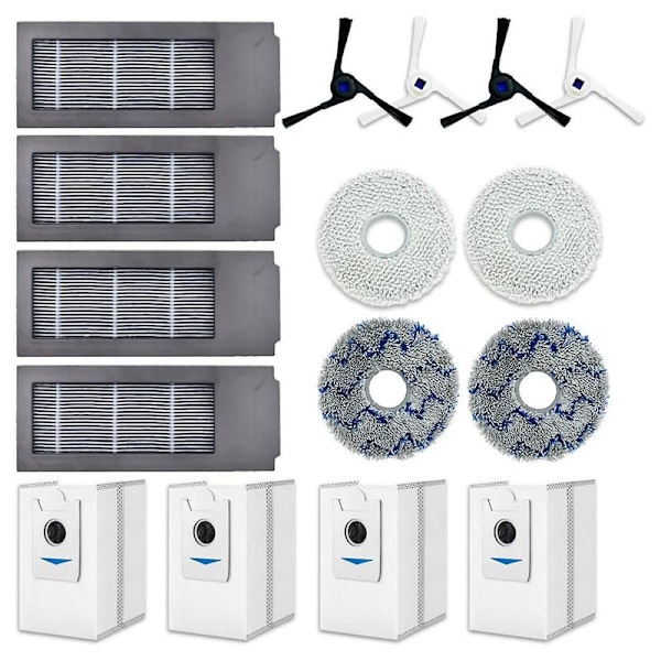 Varaosat Tarvikkeet Ecovacs Deebot X2 Omni Robotti-imuriin (Sivuharjat, Suodattimet, Pölynimuripussit, Moppityynyt)