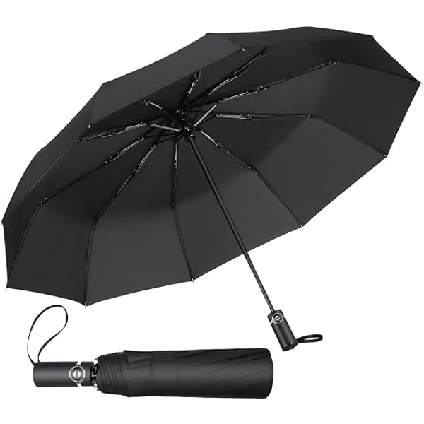 Helautomatisk sammenleggbar paraply, trippel paraply, åpning med én knapp for menn og kvinner, dobbel paraply for forretningsstudenter