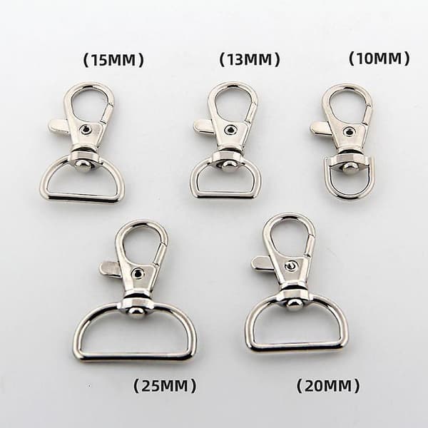 Roterande halvcirkelformade ringar med karbinhakar, 10-pack, silver, 2 cm