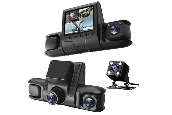 Dashbordkamera foran og bak 1080P Dashbordkamera med loop-opptak Black One Size