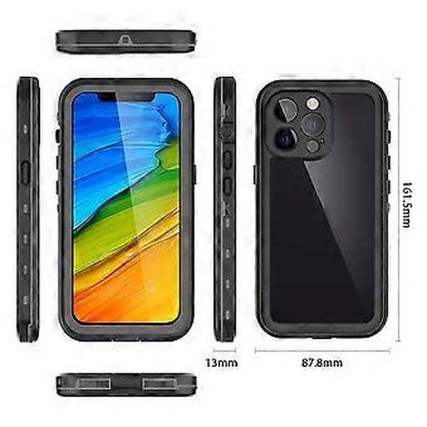 Støtsikkert Vanntett PC + TPU-skall for iPhone 13 Pro Black