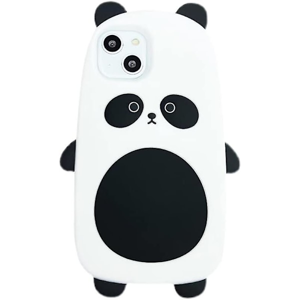 Apple iPhone 13 Super Thick Soft Silicone Panda Case Cartoon Baby Animal Black and White Colorway Cute Funny Cute Kawaii