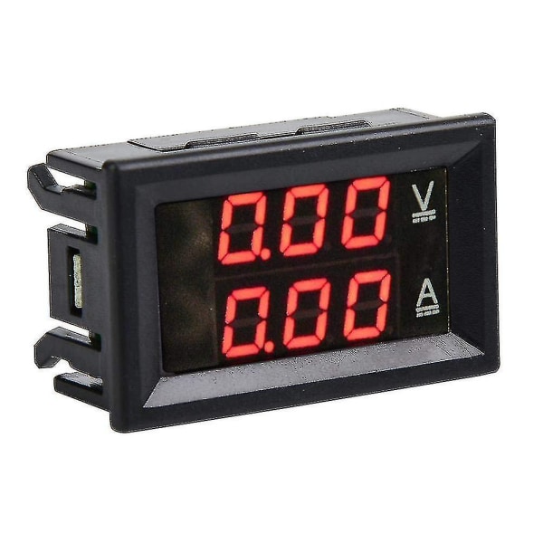 Digital Voltmeter Amperemeter Dubbla LED Display Panel Volt Guage Amp Meter Digital Volt Strömmätare Tester (2st, svart)