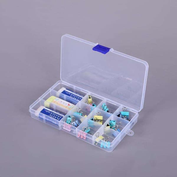 Storage Box with 15 Compartments - 17.4 x 9.8 cm - Transparent Organizer