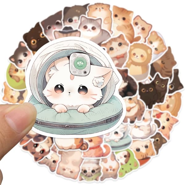 Waterproof Cat Sticker for Water Bottle Scrapbook Journal Laptop Phone