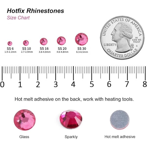 1600 stk Rose Hotfix Rhinestones for DIY-håndverk, SS20, 4,6-4,8 mm Rose Rose SS20