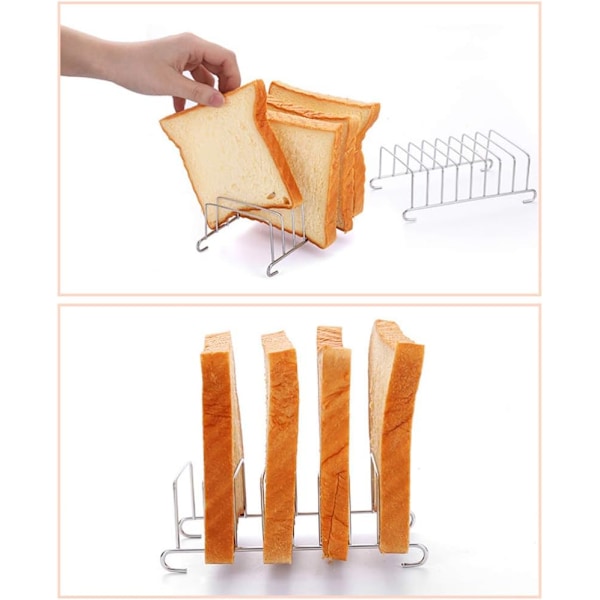 2 stk. Toastbrød Rack Holder 8 Skive Huller Rustfrit Stål Værktøj Køle Gitter Brød Rack Rektangel Air Fryer Tilbehør Organizer