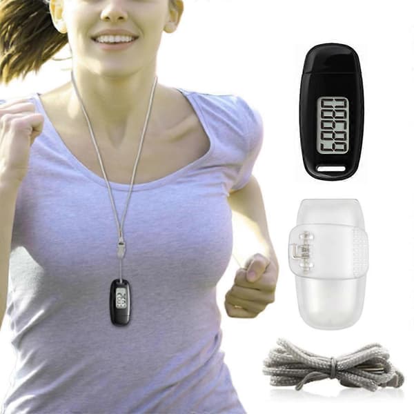 3D-askelmittari kävelyyn, USB-ladattava askelmittari taustavalolla Black One Size
