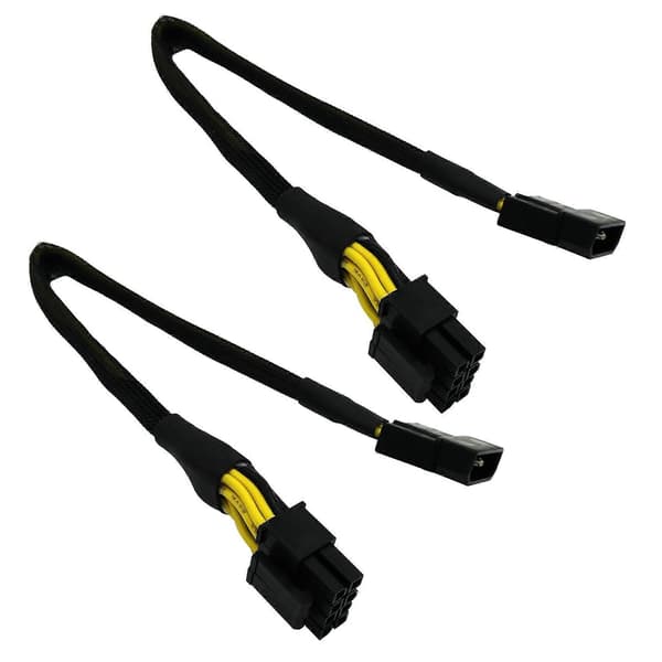 2 stk. LP4 Molex han til CPU 8-benet (4+4) EPS-12V strømadapterkonverter med flettet kabel 33 cm