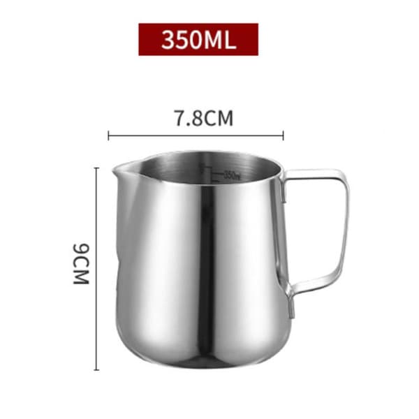 Latte Art Kopp - Melkeskummer - Rustfritt stål - 350 ml - Gradert - 1 stk