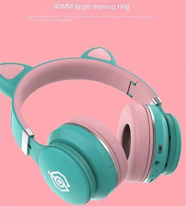 Bluetooth-headset foldbart hovedbånd Bluetooth 5.0 trådløst headset Green Pink