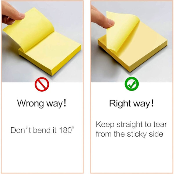Gula självhäftande lappar, gula post-it lappar, självhäftande block med superstark vidhäftning, för kontor, skola och hem. 5 st